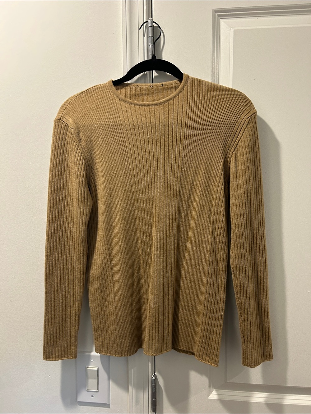 Boss Camel Ribbed Crewneck Sweater